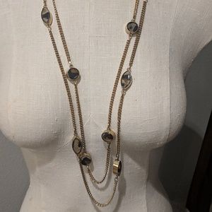 Chico's Animal Print Multi-layered Gold Necklace